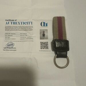 Gucci Black and Tan Key Holder with Red Stripe